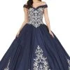 Dancing Queen - 1507 Embroidered Off-Shoulder Ballgown With Train