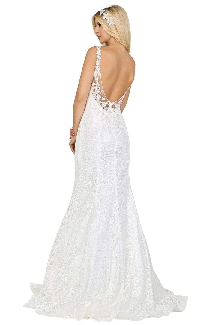 Dancing Queen - 151 Lace V-neck Mermaid Dress With Train 4 Dancing Queen - 151 Lace V-neck Mermaid Dress With Train