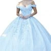 Dancing Queen - 1527 Beaded Floral Appliqued Off Shoulder Ballgown