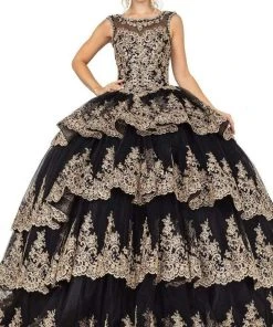 Dancing Queen - 1565 Lace Appliqued Multi-Tiered Ballgown 8 Dancing Queen - 1565 Lace Appliqued Multi-Tiered Ballgown