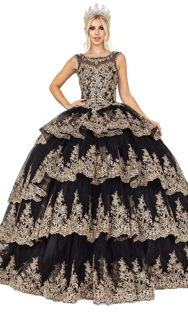 Dancing Queen - 1565 Lace Appliqued Multi-Tiered Ballgown 5 Dancing Queen - 1565 Lace Appliqued Multi-Tiered Ballgown