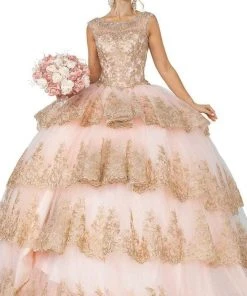 Dancing Queen - 1565 Lace Appliqued Multi-Tiered Ballgown