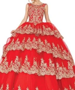Dancing Queen - 1565 Lace Appliqued Multi-Tiered Ballgown 9 Dancing Queen - 1565 Lace Appliqued Multi-Tiered Ballgown
