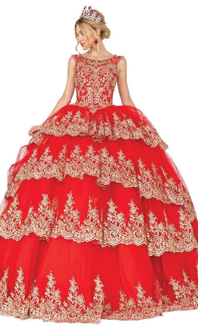 Dancing Queen - 1565 Lace Appliqued Multi-Tiered Ballgown 6 Dancing Queen - 1565 Lace Appliqued Multi-Tiered Ballgown