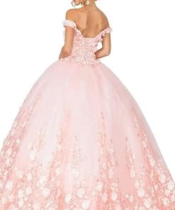 Dancing Queen - 1569 Off Shoulder Floral Applique Ballgown 9 Dancing Queen - 1569 Off Shoulder Floral Applique Ballgown