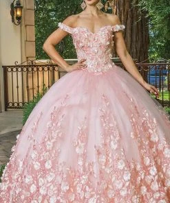 Dancing Queen - 1569 Off Shoulder Floral Applique Ballgown
