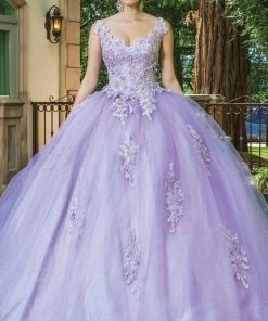 Dancing Queen - 1597 Beaded Floral Lace Applique Tulle Ballgown 10 Dancing Queen - 1597 Beaded Floral Lace Applique Tulle Ballgown