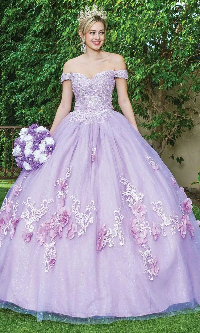 Dancing Queen - 1598 Floral Accented Ballgown 3 Dancing Queen - 1598 Floral Accented Ballgown