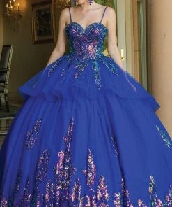 Dancing Queen - 1601 Sequin Ornate Peplum Ballgown