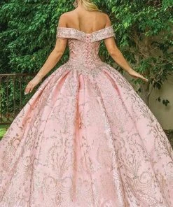 Dancing Queen - 1617 Off Shoulder Glittered Ballgown 6 Dancing Queen - 1617 Off Shoulder Glittered Ballgown