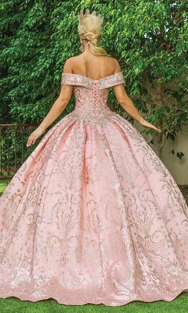 Dancing Queen - 1617 Off Shoulder Glittered Ballgown 4 Dancing Queen - 1617 Off Shoulder Glittered Ballgown