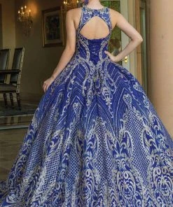 Dancing Queen - 1626 Halter Neck Striking Detailed Ballgown
