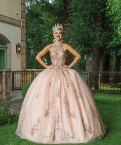 Dancing Queen - 1628 Halter Neck Embellished Ballgown