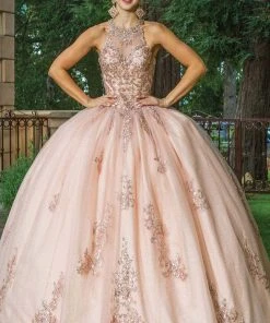 Dancing Queen - 1628 Halter Neck Embellished Ballgown