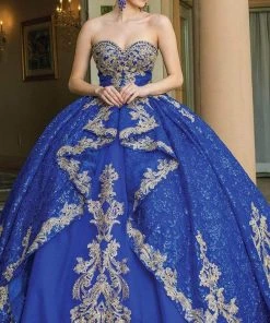 Dancing Queen - 1650 Strapless Royalty Motif Ballgown