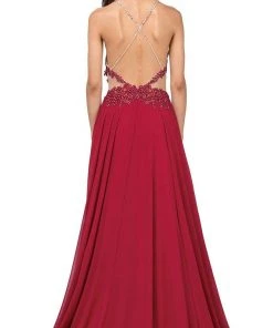 Dancing Queen - 2015 Lace Embellished Illusion Bodice Chiffon Gown