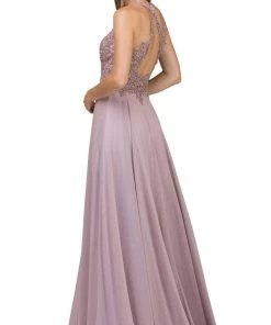 Dancing Queen - 2017 Beaded Lace Halter Prom Dress With Open Back