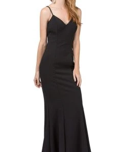 Dancing Queen - 2264 Sleeveless Sleek V-neck Sheath Prom Dress