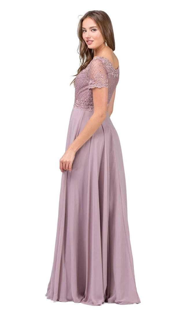 Dancing Queen - 2268 Short Sleeve Illusion Lattice Ornate A-Line Prom Gown 4 Dancing Queen - 2268 Short Sleeve Illusion Lattice Ornate A-Line Prom Gown