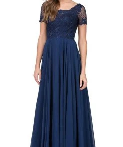 Dancing Queen - 2268 Short Sleeve Illusion Lattice Ornate A-Line Prom Gown 11 Dancing Queen - 2268 Short Sleeve Illusion Lattice Ornate A-Line Prom Gown