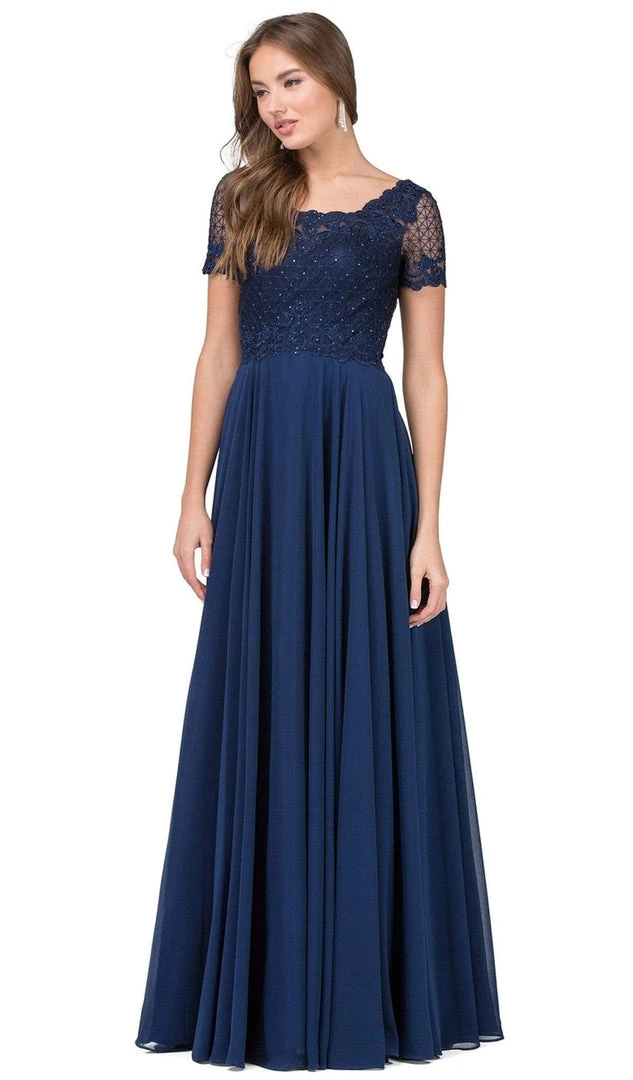 Dancing Queen - 2268 Short Sleeve Illusion Lattice Ornate A-Line Prom Gown 7 Dancing Queen - 2268 Short Sleeve Illusion Lattice Ornate A-Line Prom Gown