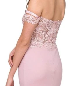 Dancing Queen - 2274 Sheer Floral Embroidered Off Shoulder Prom Dress