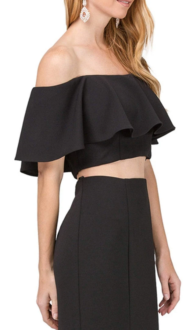 Dancing Queen - 2342 Two Piece Ruffled Off-Shoulder Sheath Prom Dress 4 Dancing Queen - 2342 Two Piece Ruffled Off-Shoulder Sheath Prom Dress