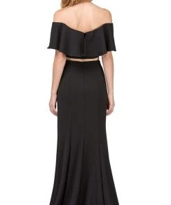 Dancing Queen - 2342 Two Piece Ruffled Off-Shoulder Sheath Prom Dress 9 Dancing Queen - 2342 Two Piece Ruffled Off-Shoulder Sheath Prom Dress