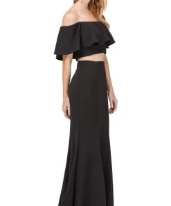 Dancing Queen - 2342 Two Piece Ruffled Off-Shoulder Sheath Prom Dress