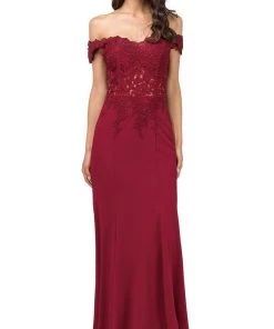 Dancing Queen - 2358 Jewel Ornate Lace Bodice Off Shoulder Prom Gown