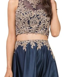 Dancing Queen - 2389 Two Piece Gilded Jewel High Low A-line Prom Dress 8 Dancing Queen - 2389 Two Piece Gilded Jewel High Low A-line Prom Dress