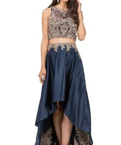 Dancing Queen - 2389 Two Piece Gilded Jewel High Low A-line Prom Dress