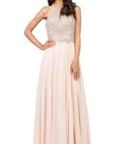 Dancing Queen - 2402 Bead Embellished Halter Evening Dress