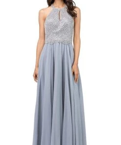 Dancing Queen - 2402 Bead Embellished Halter Evening Dress