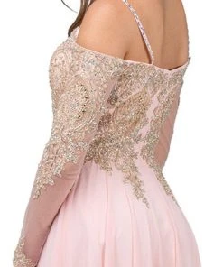 Dancing Queen - 2422 Appliqued Sheer Long Sleeves A-Line Prom Gown 9 Dancing Queen - 2422 Appliqued Sheer Long Sleeves A-Line Prom Gown