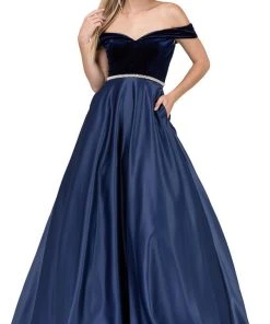 Dancing Queen - 2478 Embellished Off-Shoulder Homecoming Ballgown