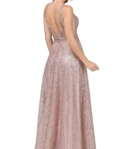 Dancing Queen - 2488 V Neckline Sleeveless Illusion Panel A-Line Gown 9 Dancing Queen - 2488 V Neckline Sleeveless Illusion Panel A-Line Gown