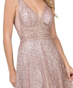 Dancing Queen - 2488 V Neckline Sleeveless Illusion Panel A-Line Gown 10 Dancing Queen - 2488 V Neckline Sleeveless Illusion Panel A-Line Gown