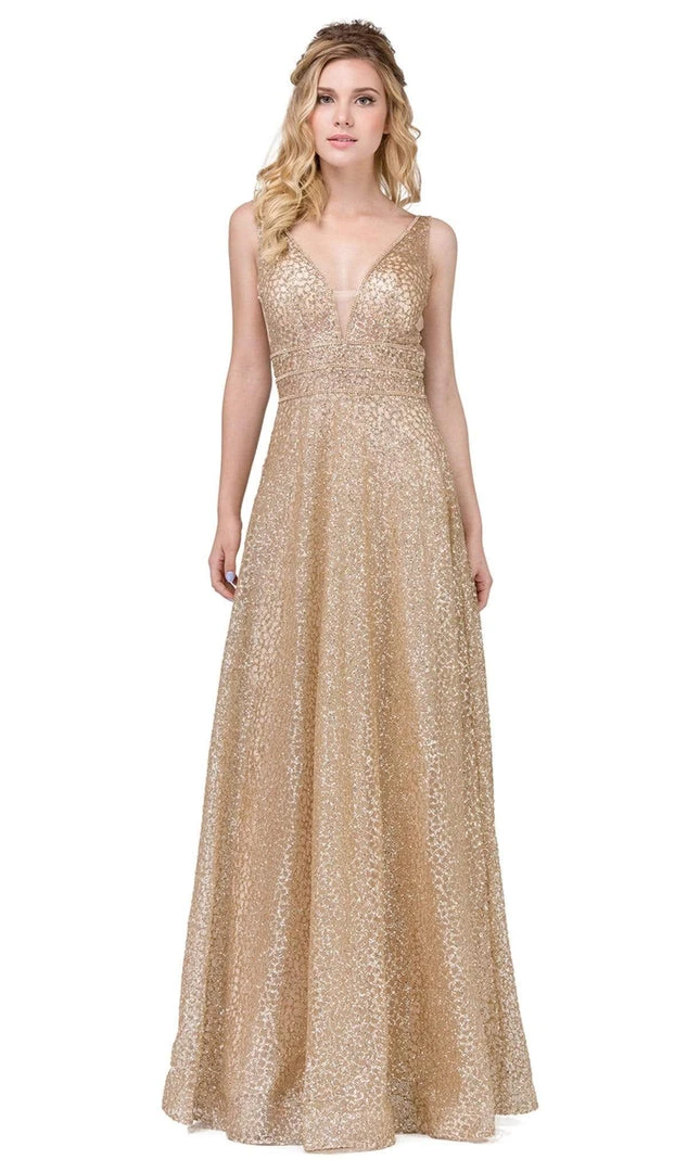 Dancing Queen - 2488 V Neckline Sleeveless Illusion Panel A-Line Gown 3 Dancing Queen - 2488 V Neckline Sleeveless Illusion Panel A-Line Gown