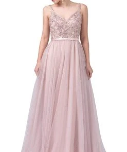 Dancing Queen - 2519 Sleeveless Embroidered Bodice Tulle Gown