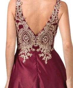 Dancing Queen - 2533 Gold Embellished Lace Bodice Satin A-Line Gown 12 Dancing Queen - 2533 Gold Embellished Lace Bodice Satin A-Line Gown