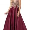 Dancing Queen - 2533 Gold Embellished Lace Bodice Satin A-Line Gown