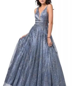 Dancing Queen - 2741 Embellished Deep V-neck A-line Gown