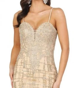 Dancing Queen - 2910 Appliqued Bodice Glitter Accented Mermaid Gown