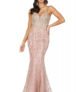 Dancing Queen - 2910 Appliqued Bodice Glitter Accented Mermaid Gown