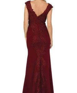 Dancing Queen - 2920 Embroidered Bateau Trumpet Dress