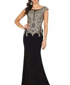 Dancing Queen - 2920 Embroidered Bateau Trumpet Dress