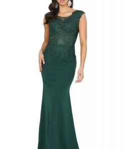 Dancing Queen - 2920 Embroidered Bateau Trumpet Dress