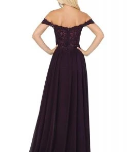 Dancing Queen - 2933 Beaded Lace Applique Bodice High Slit Prom Dress 9 Dancing Queen - 2933 Beaded Lace Applique Bodice High Slit Prom Dress