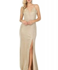 Dancing Queen - 2947 Sleeveless V Neck Glitter Finish Prom Dress 9 Dancing Queen - 2947 Sleeveless V Neck Glitter Finish Prom Dress